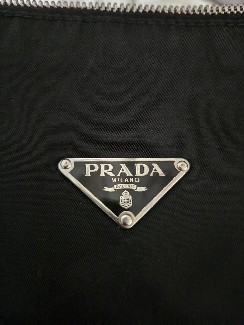 Prada Black Nylon Shoulder Bag with Leather Trim